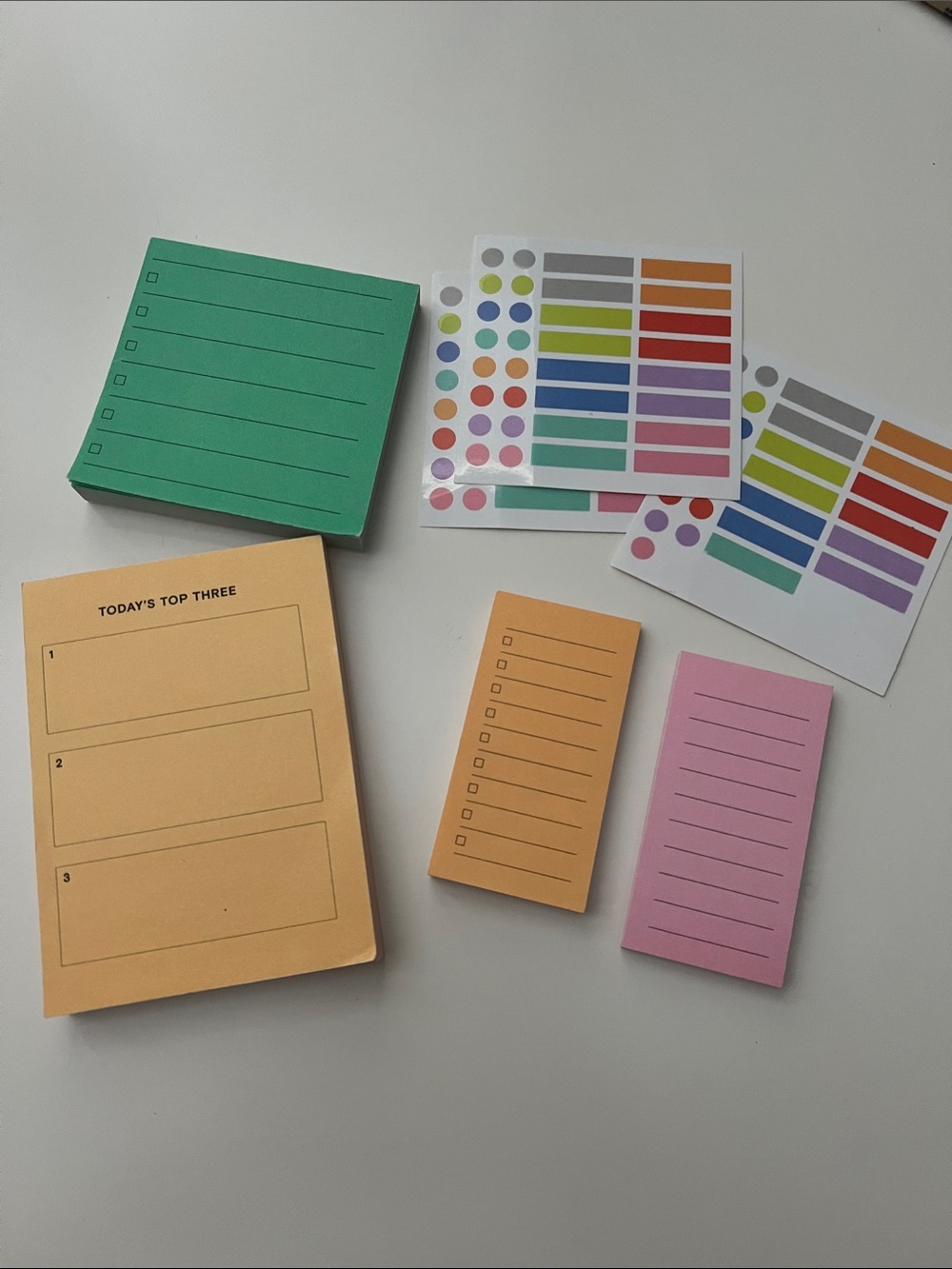 Assorted Pastel Sticky Note and Planner Set – Green, Peach, Orange, Pink